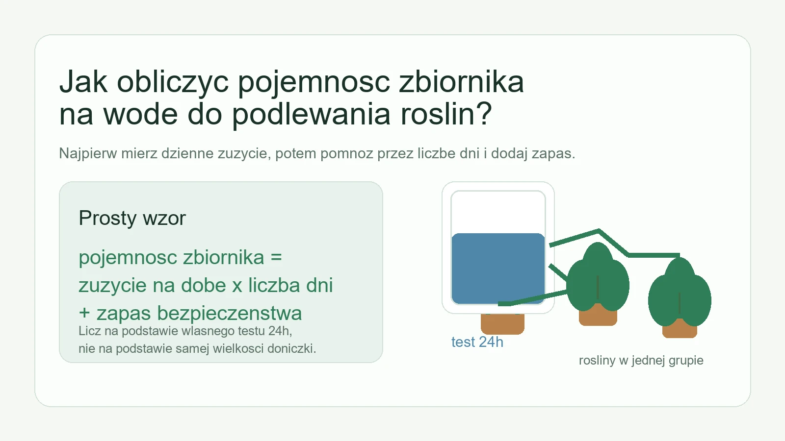 Jak obliczyć pojemność zbiornika na wodę do podlewania roślin?